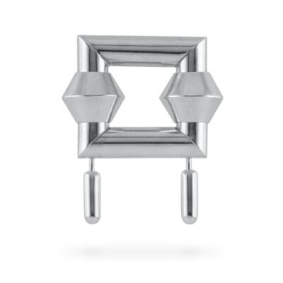 Sophisticated square silver brooch